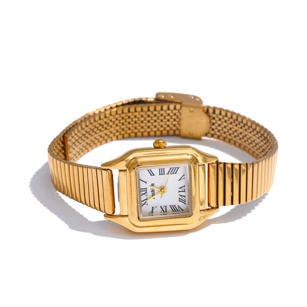 Yhpup Fashion Stainless Steel Lades' Watch with Japan Movement Waterproof Polished Shiny 18K Gold PVD Plated Jewelry Accessories