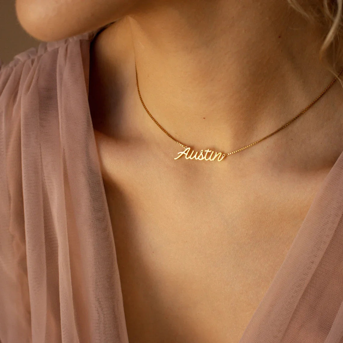 Custom Name Necklace for Women Any Font with Box Chain Gold Nameplate Necklace Best Friend Perfect Birthday Gift Choker 2023